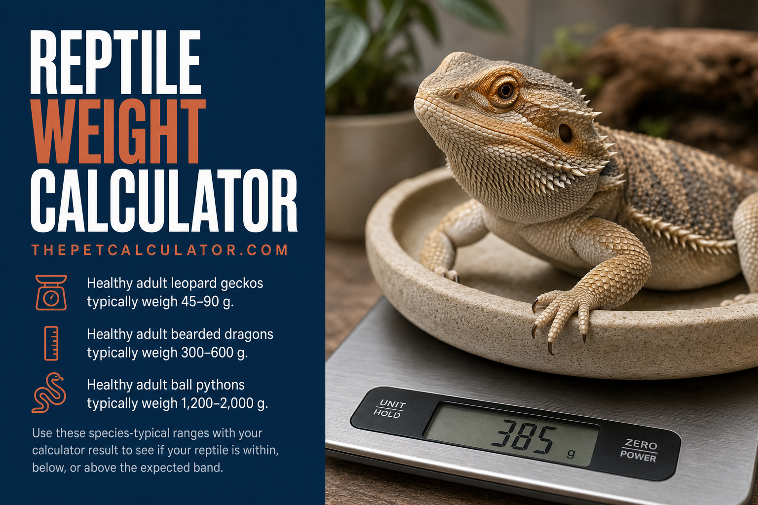 Reptile Weight Calculator | Ideal Weight Range Calculator by Species - Free Tool